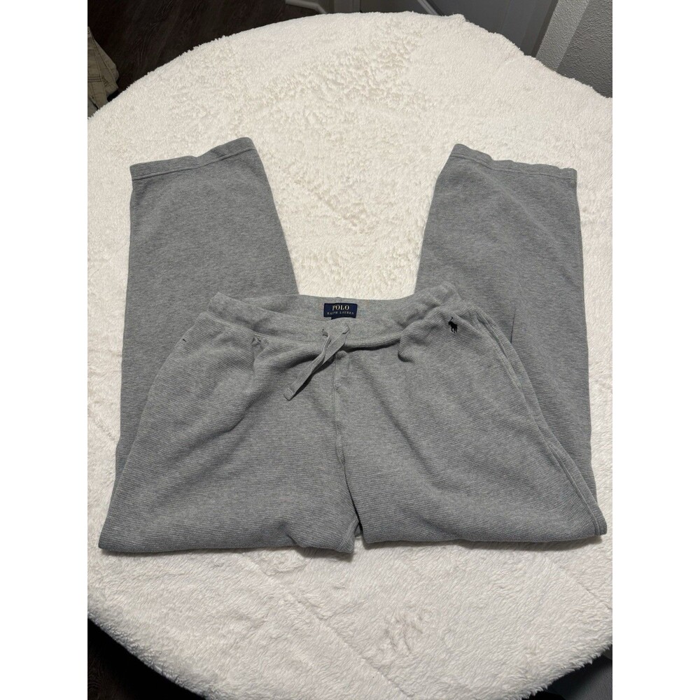 Polo Ralph Lauren Lounge Pants Mens L Gray Waffle Knit Thermal Cotton Sleepwear